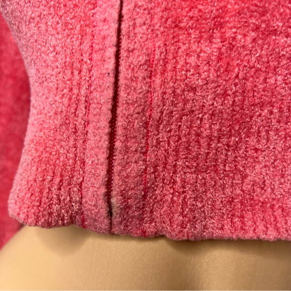 Bebe furry sweater fuzzy cropped pink coral bling rhinestone logo zip up y2k - Picture 16 of 16